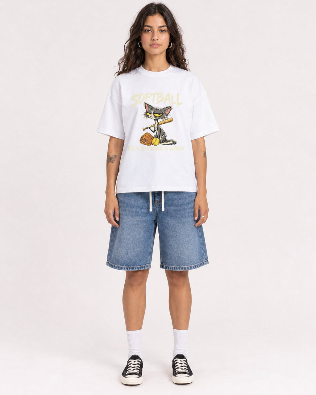 Mockup Boxy Heavyweight Tee White female full-body 06