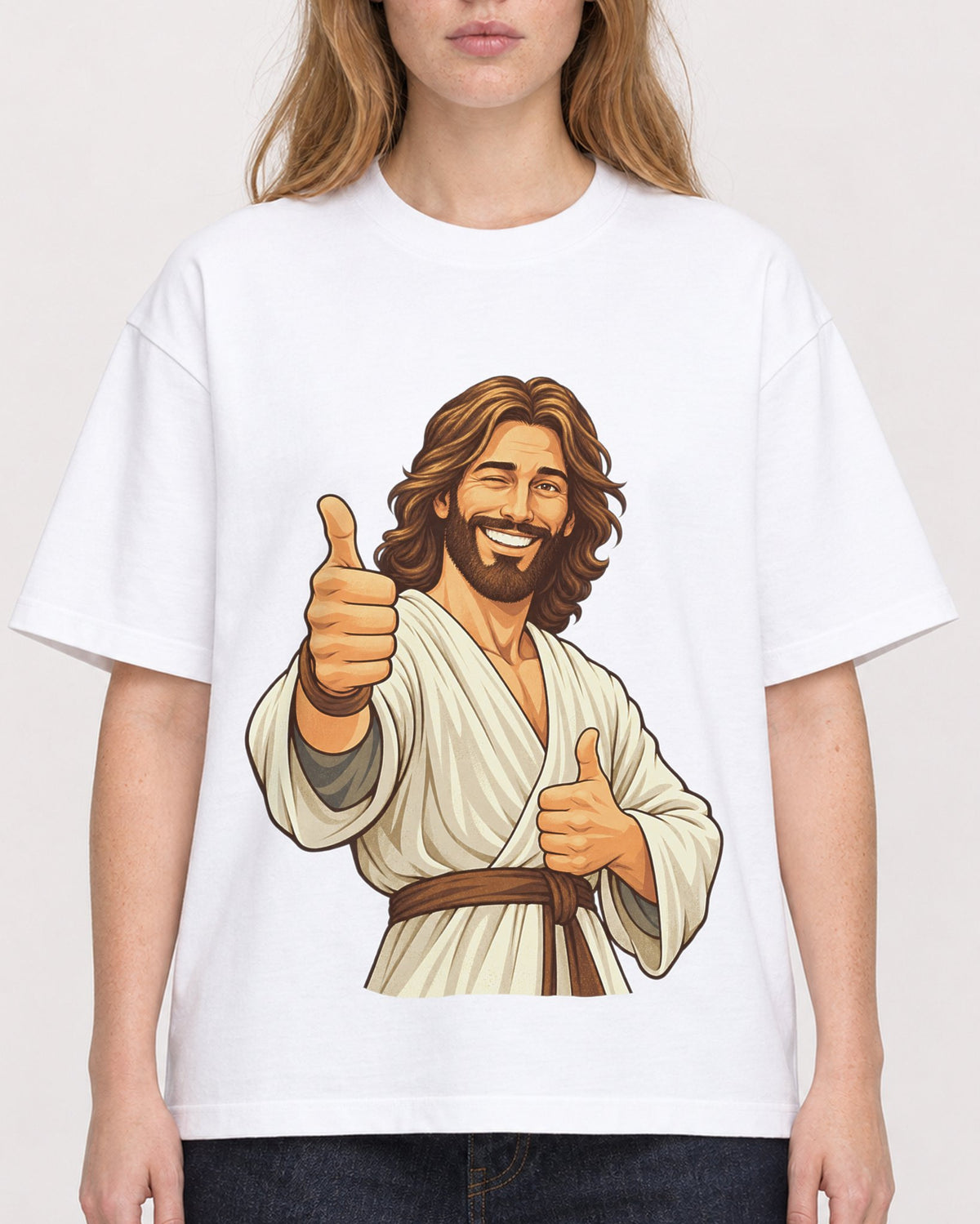 Mockup Boxy Heavyweight Tee White female close-up 49