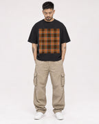 Mockup Boxy Heavyweight Tee Black male full-body 12