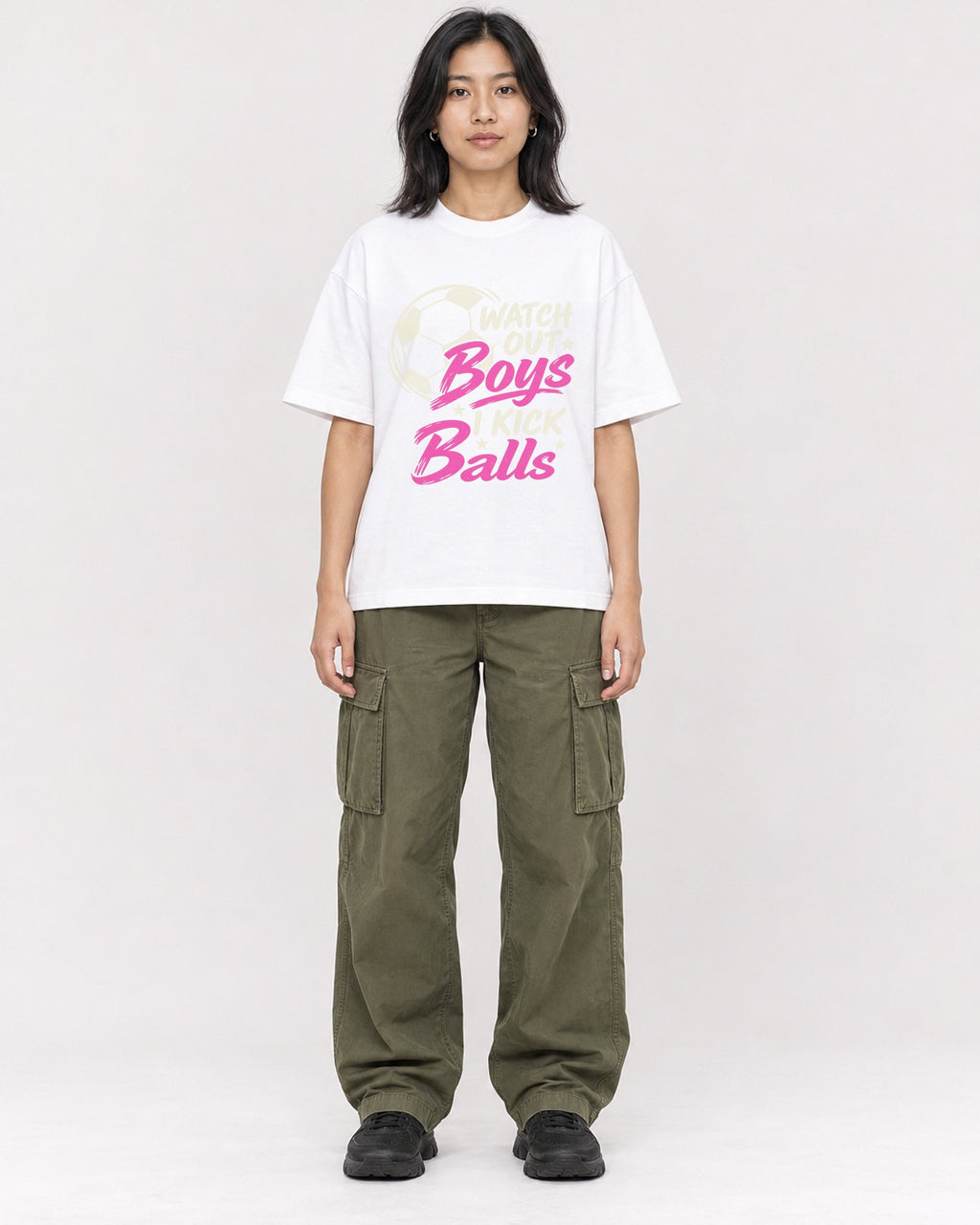Mockup Boxy Heavyweight Tee White female full-body 22