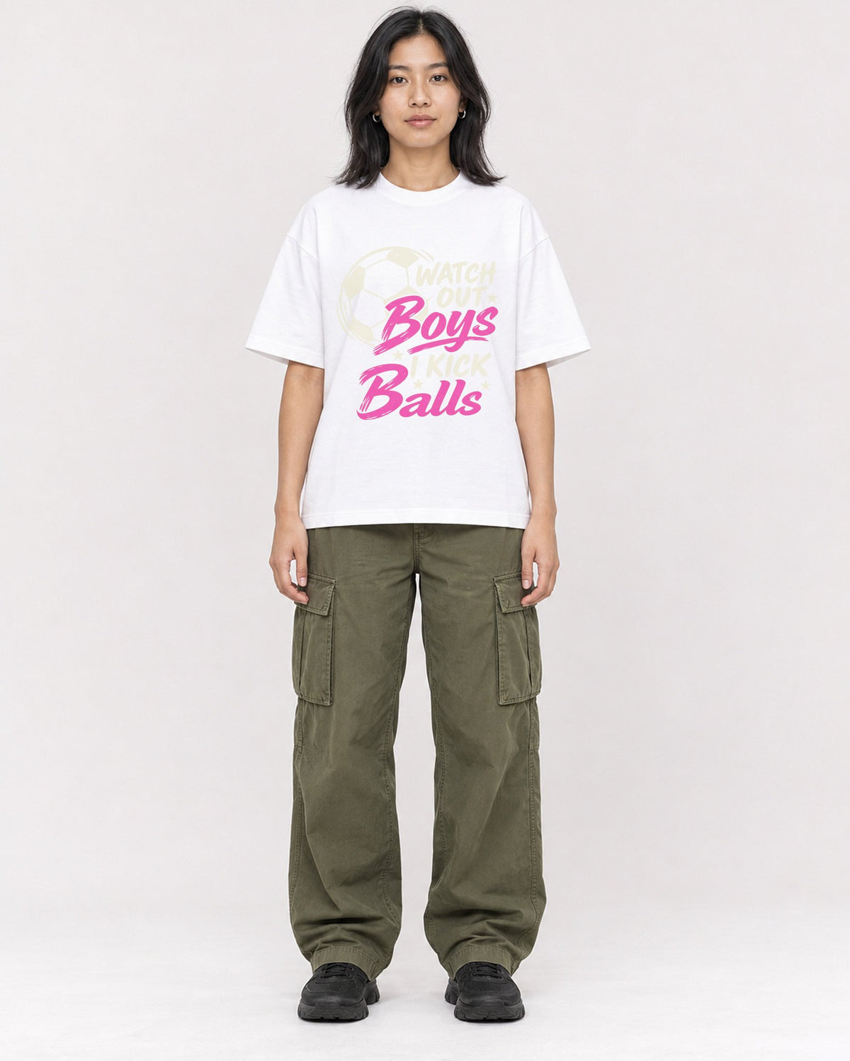 Mockup Boxy Heavyweight Tee White female full-body 22