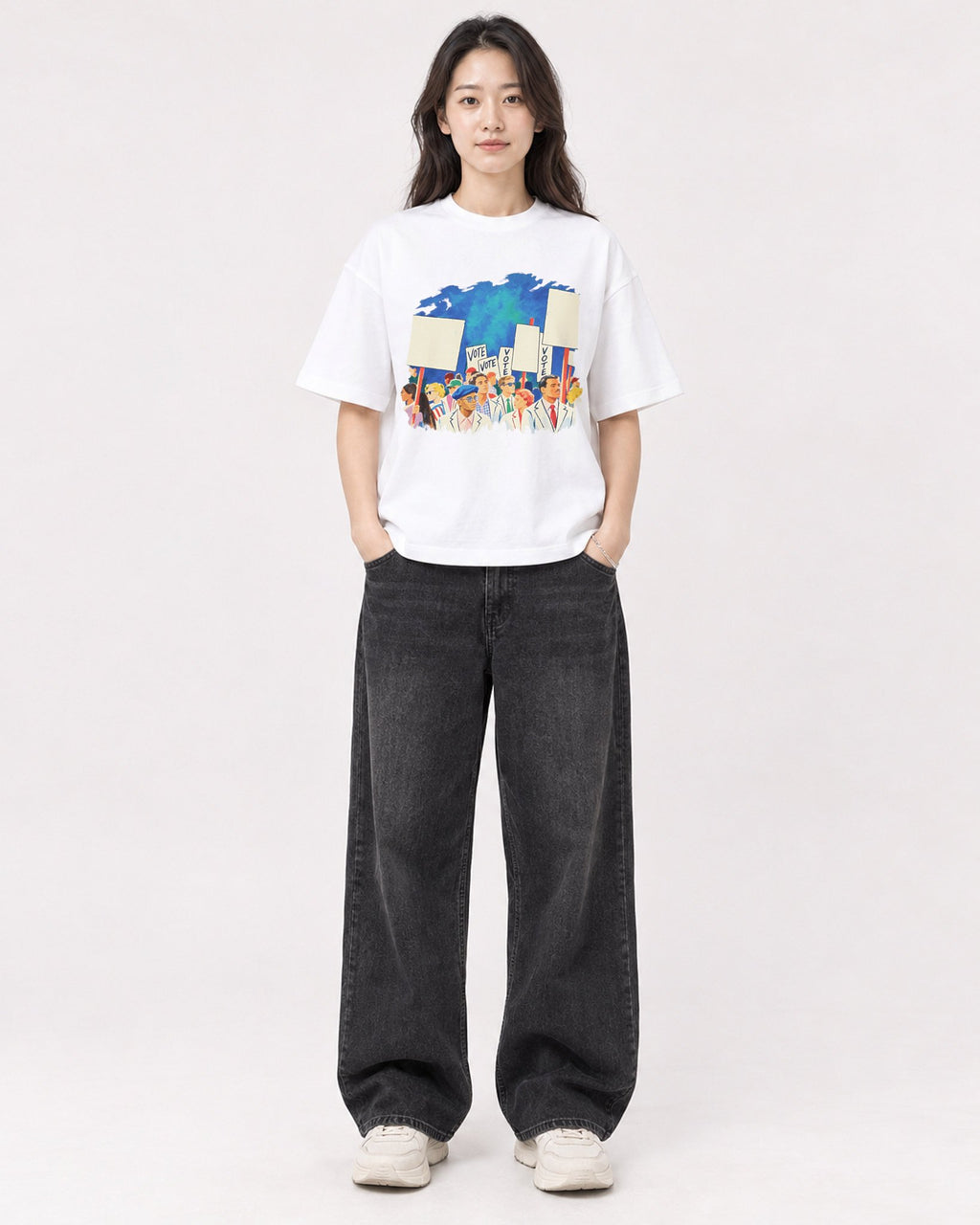 Mockup Boxy Heavyweight Tee White female full-body 03
