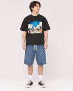 Mockup Boxy Heavyweight Tee Black male full-body 03