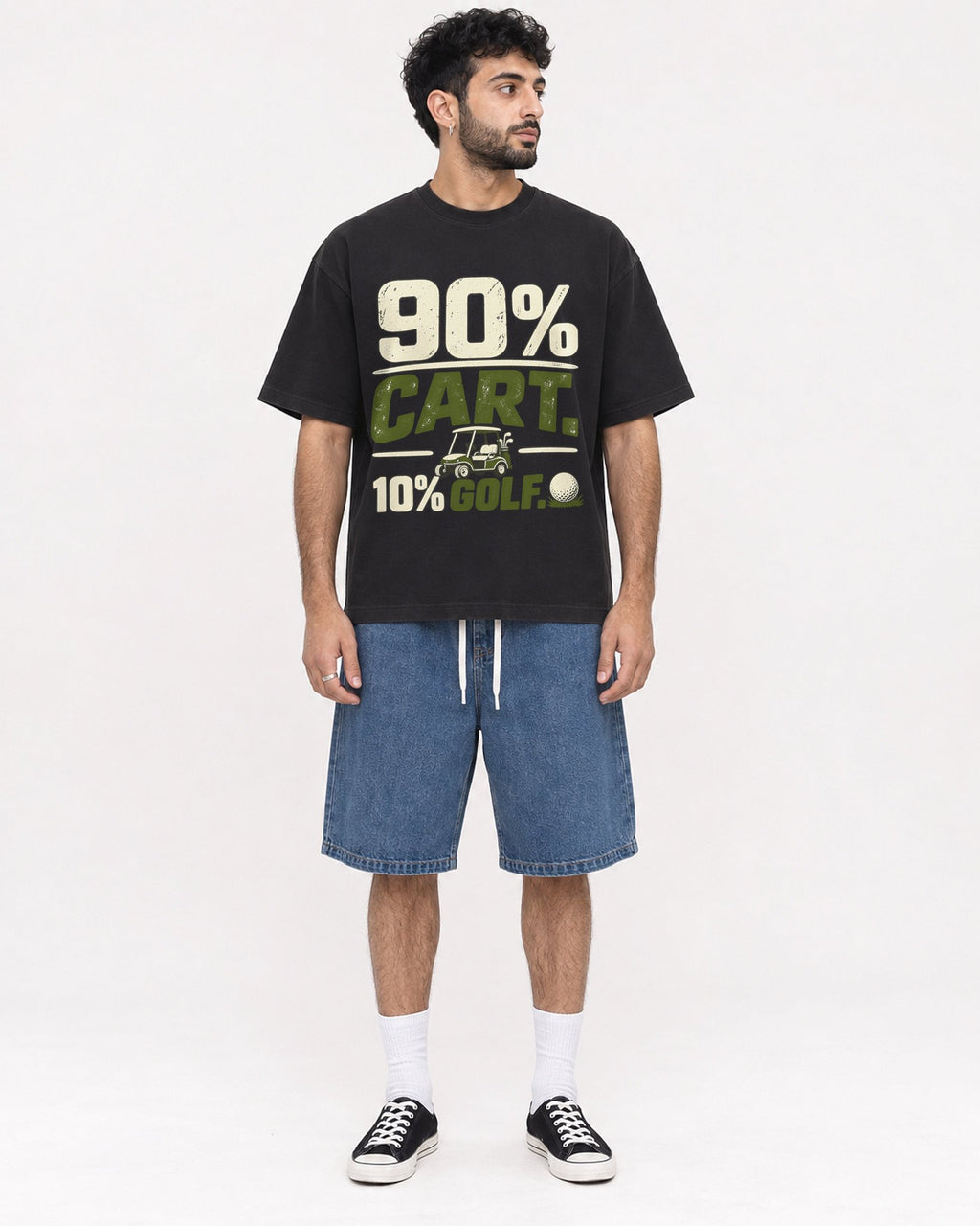 Mockup Boxy Heavyweight Tee Black male full-body 07