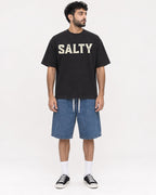 Mockup Boxy Heavyweight Tee Black male full-body 07