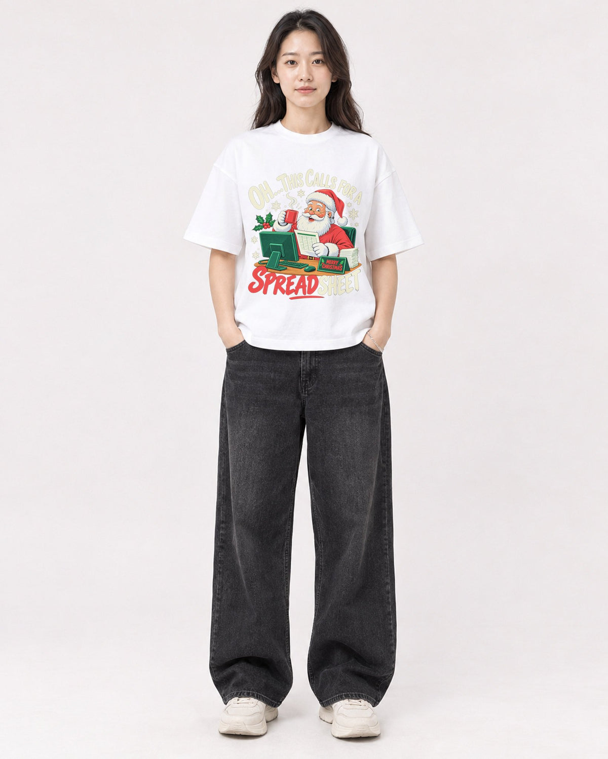 Mockup Boxy Heavyweight Tee White female full-body 03