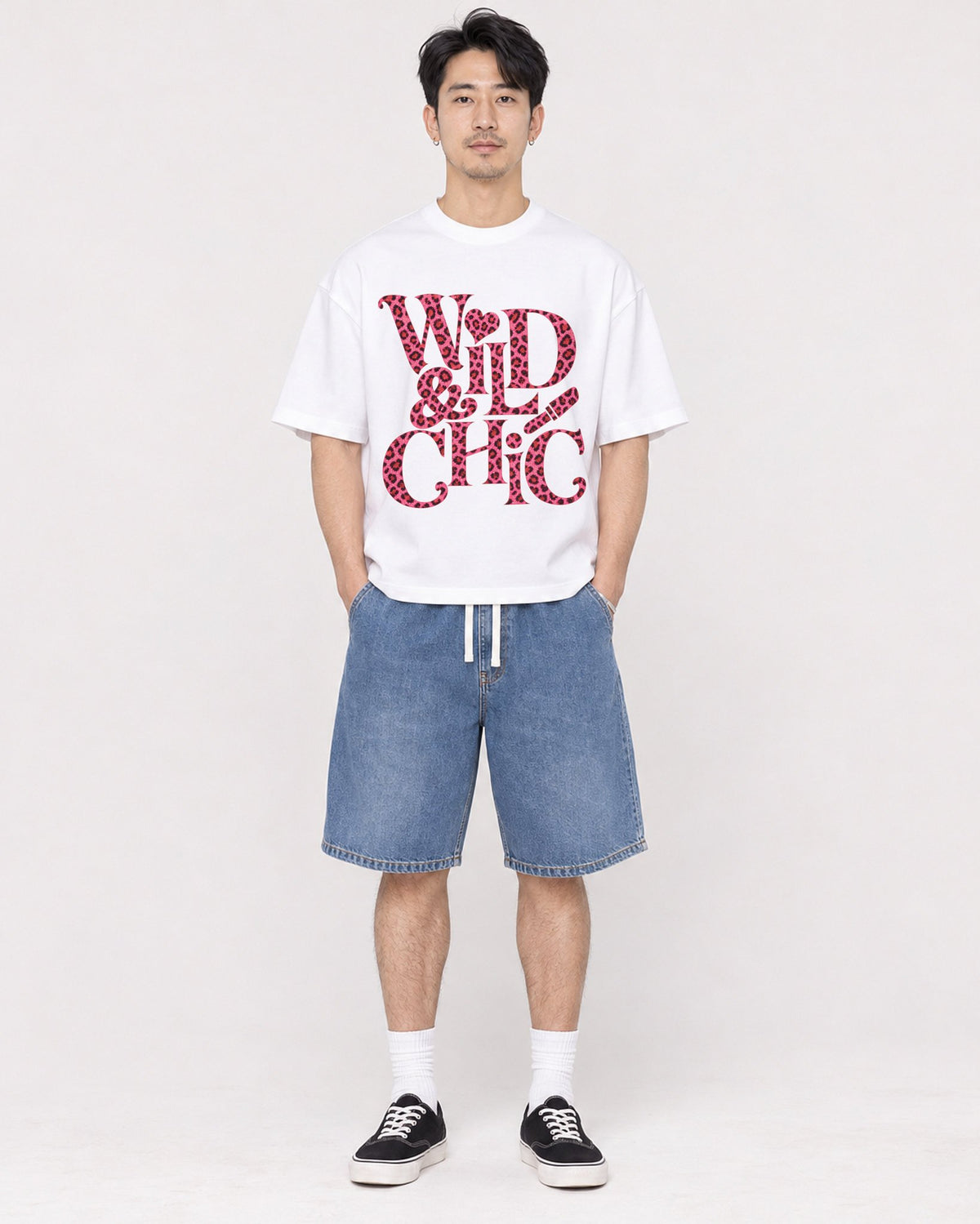 Mockup Boxy Heavyweight Tee White male full-body 13