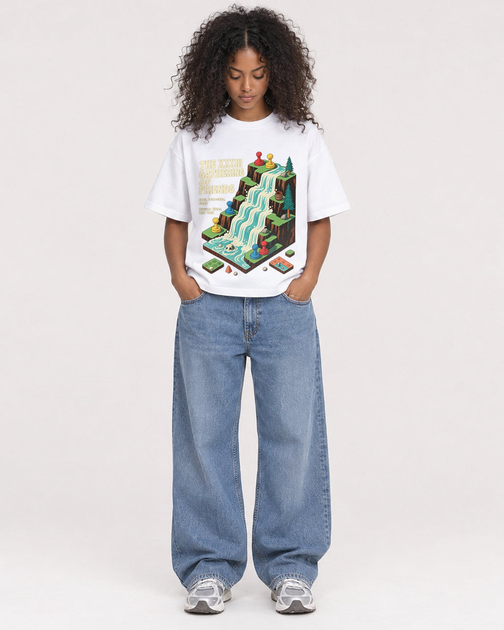 Mockup Boxy Heavyweight Tee White female full-body 05