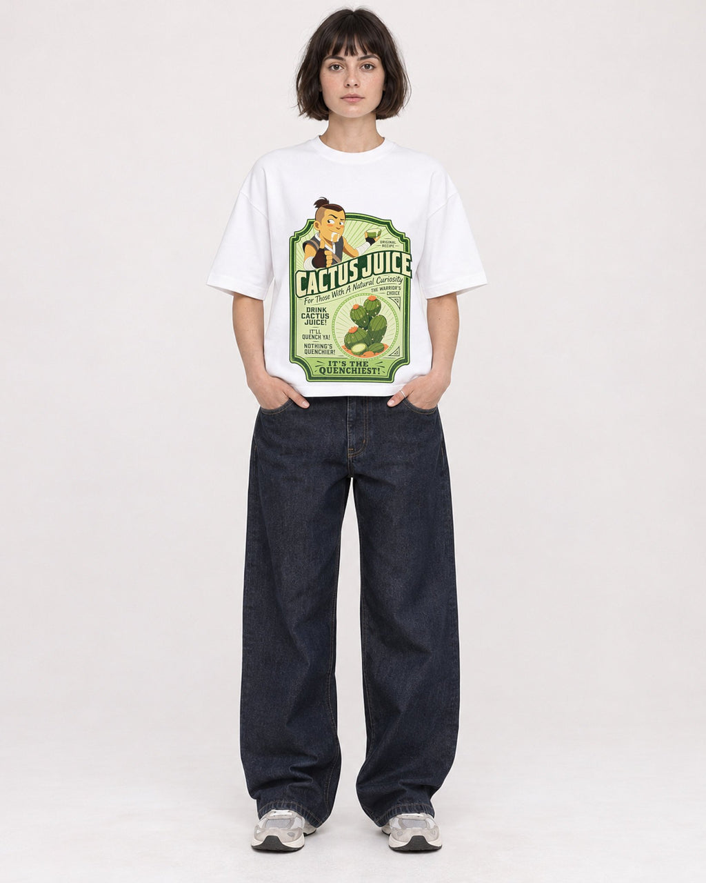 Mockup Boxy Heavyweight Tee White female full-body 39