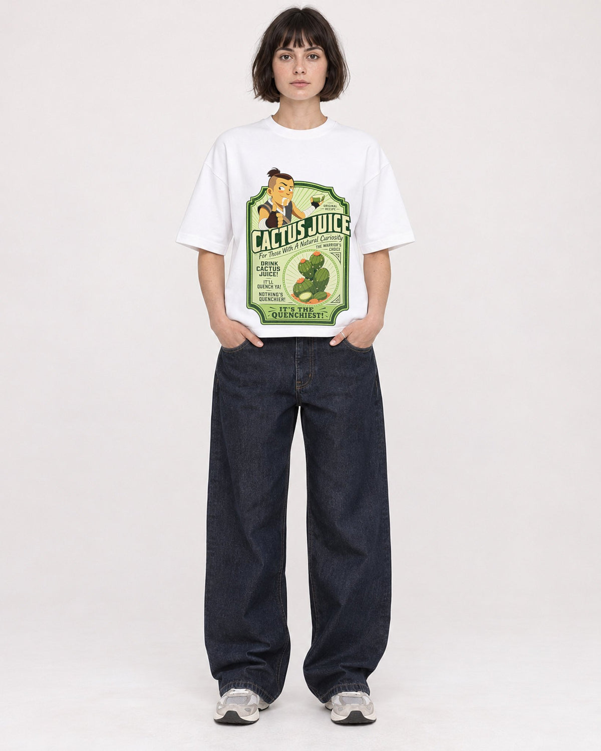 Mockup Boxy Heavyweight Tee White female full-body 39