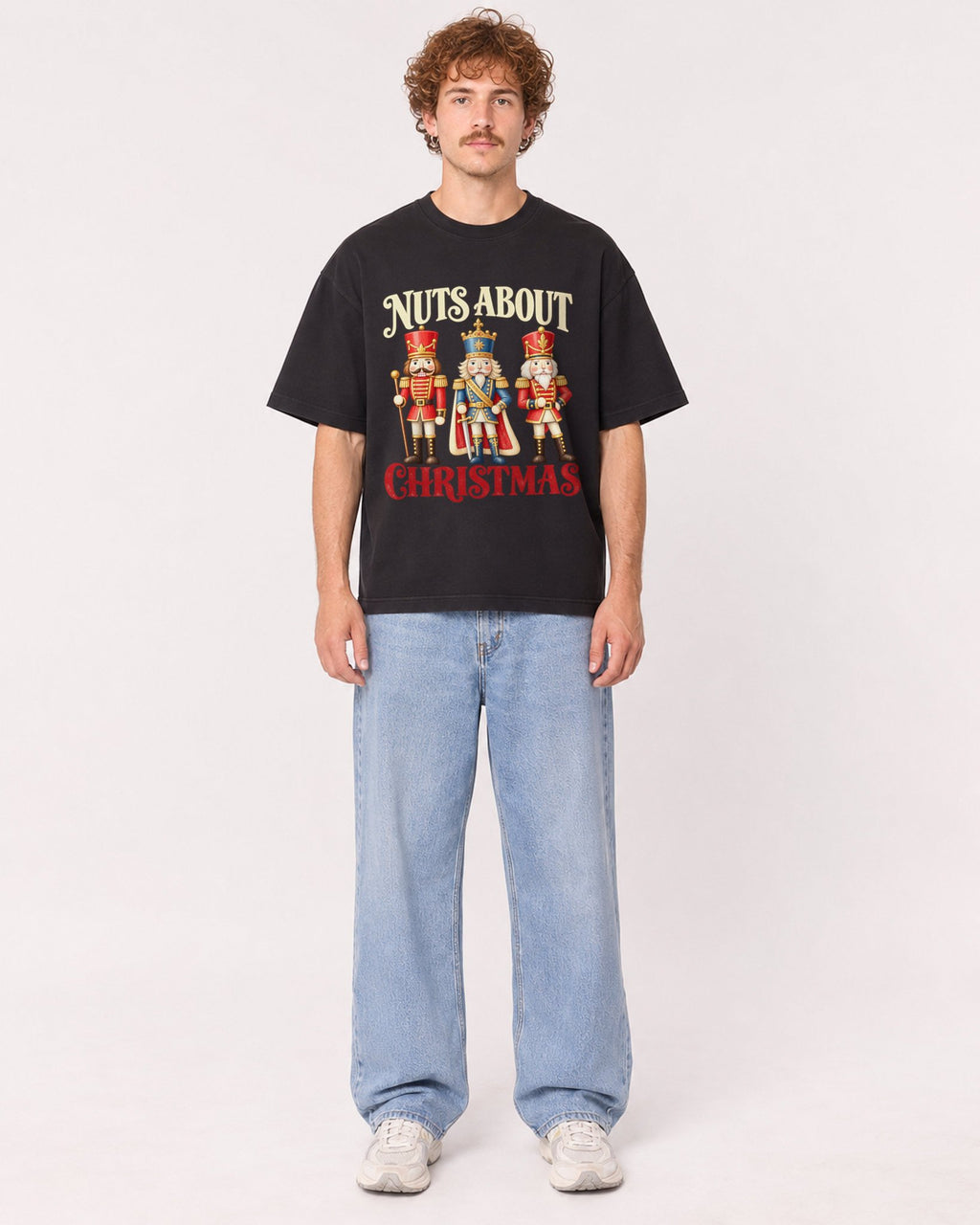 Mockup Boxy Heavyweight Tee Black male full-body 09