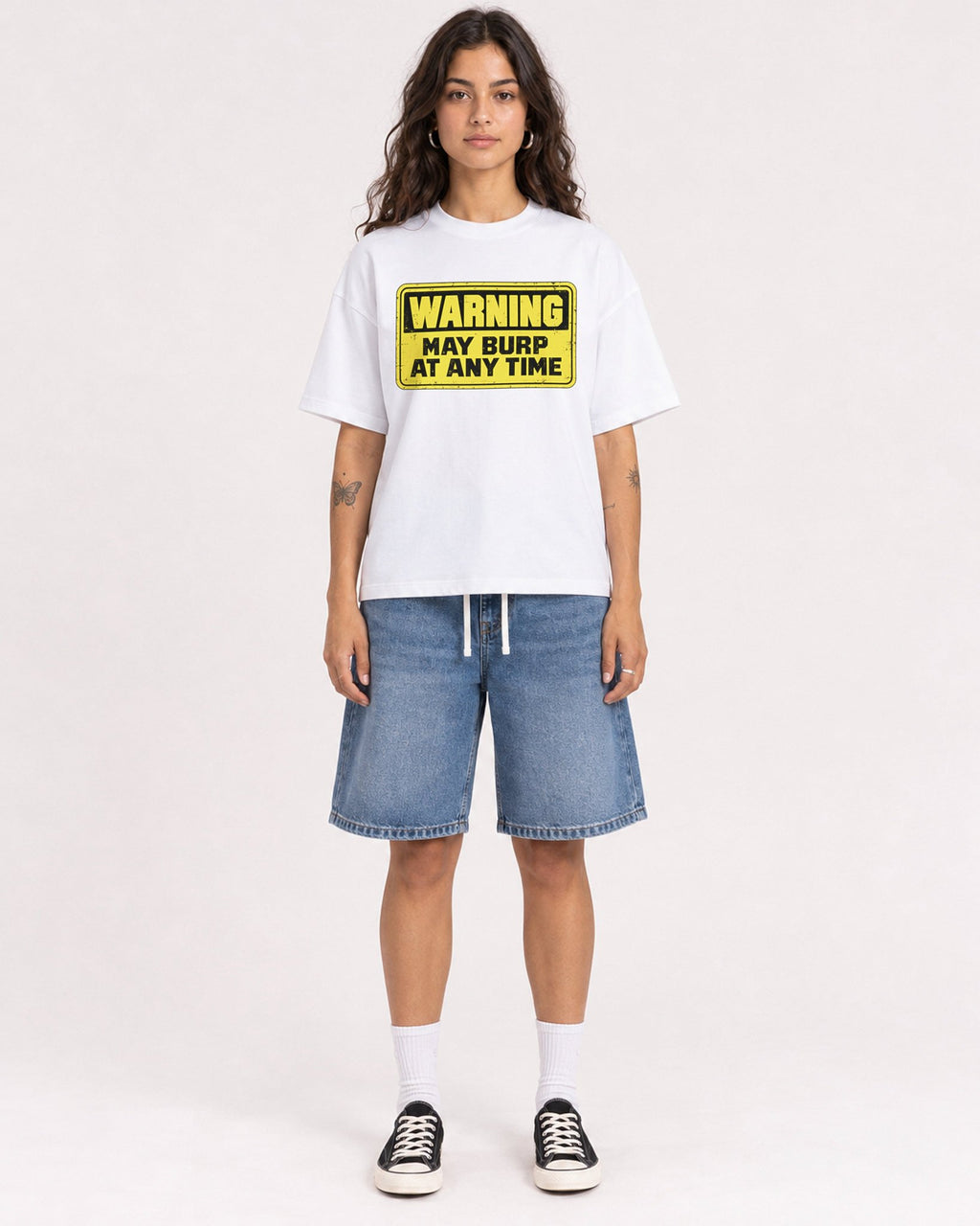 Mockup Boxy Heavyweight Tee White female full-body 06