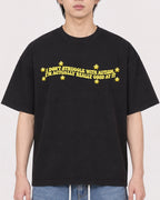Mockup Boxy Heavyweight Tee Black male close-up 11