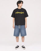 Mockup Boxy Heavyweight Tee Black male full-body 11