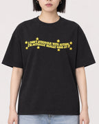 Mockup Boxy Heavyweight Tee Black female close-up 11