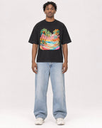 Mockup Boxy Heavyweight Tee Black male full-body 05