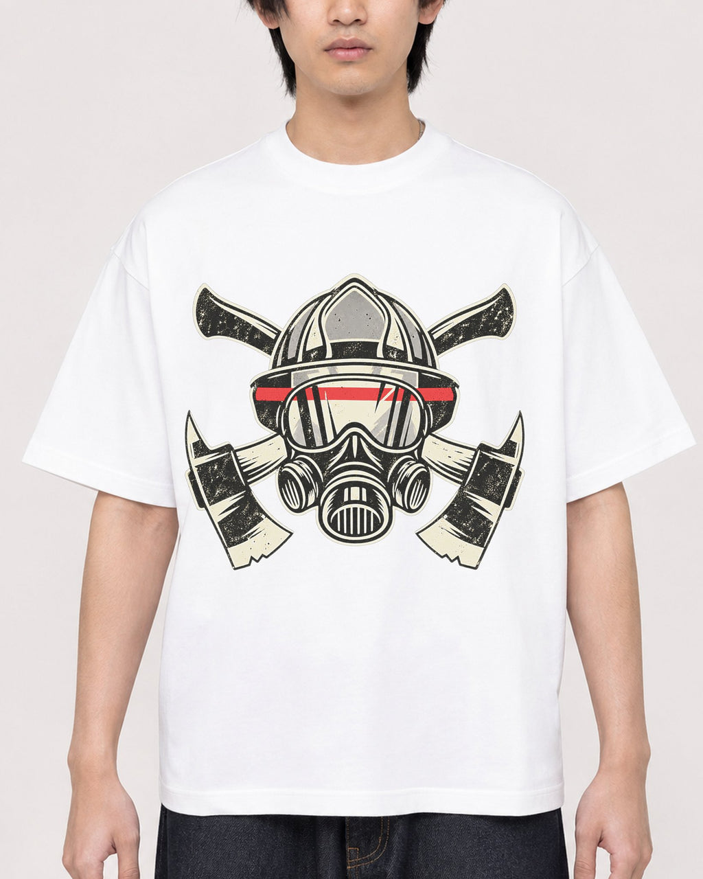 Mockup Boxy Heavyweight Tee White male close-up 11