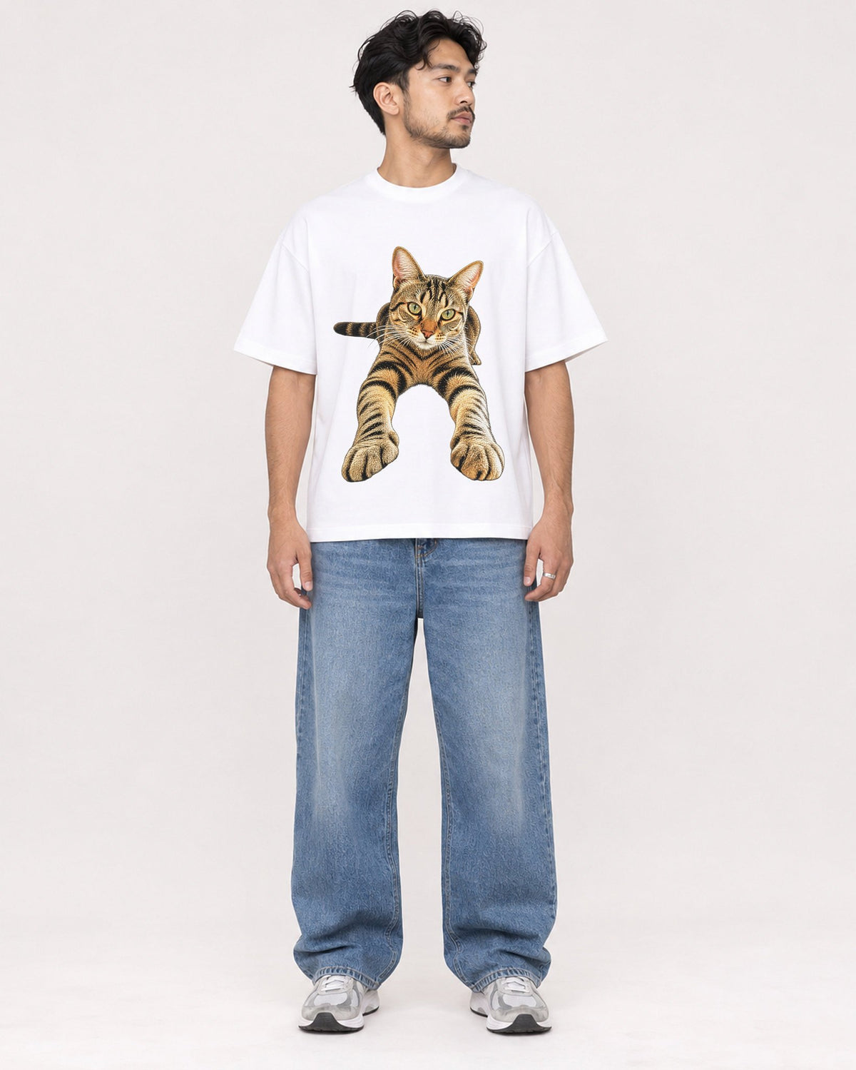 Mockup Boxy Heavyweight Tee White male full-body 02