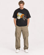 Mockup Boxy Heavyweight Tee Black male full-body 28