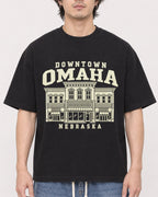Mockup Boxy Heavyweight Tee Black male close-up 03