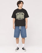 Mockup Boxy Heavyweight Tee Black male full-body 03
