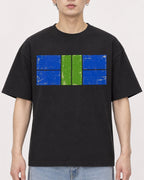 Mockup Boxy Heavyweight Tee Black male close-up 01