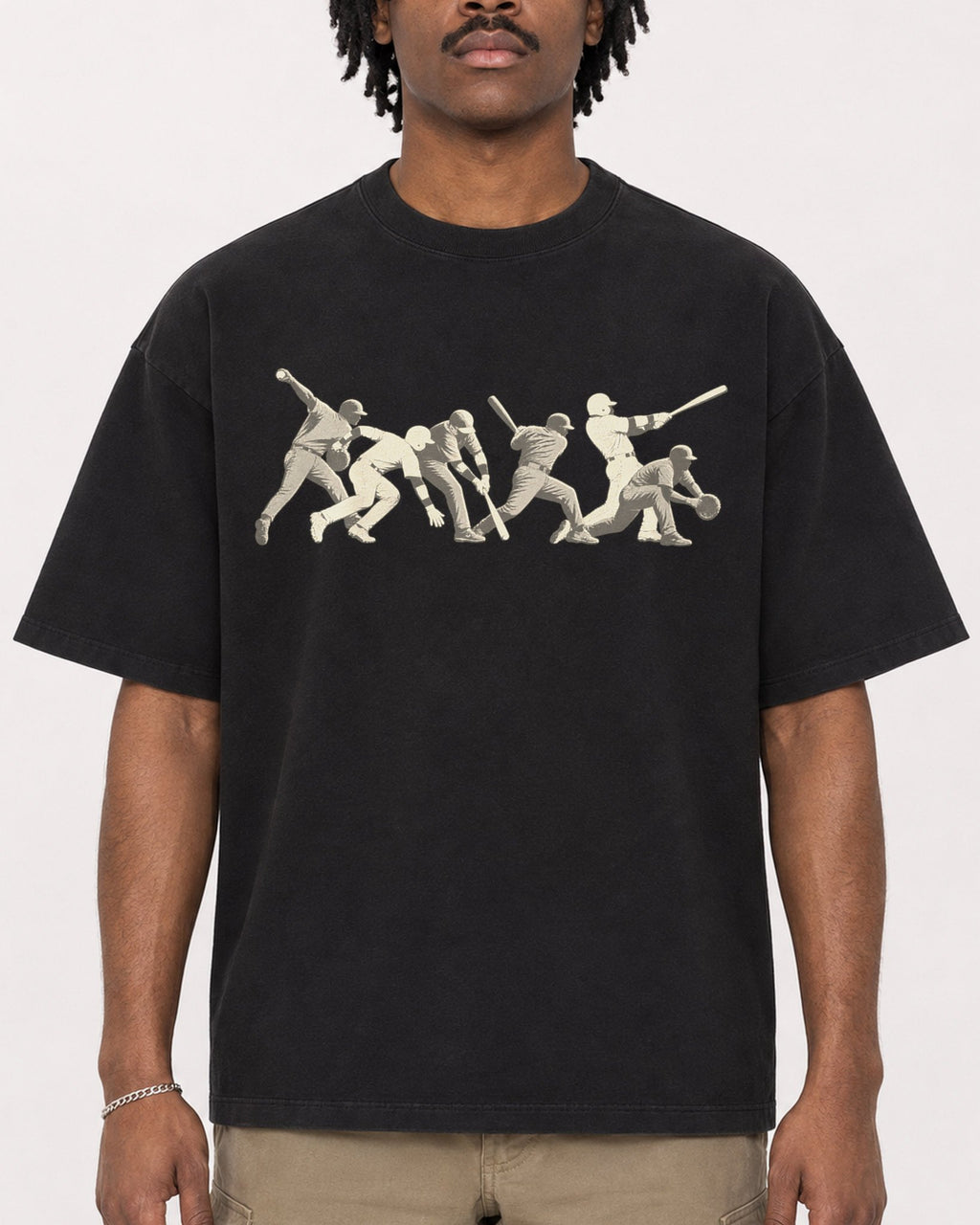 Mockup Boxy Heavyweight Tee Black male close-up 04