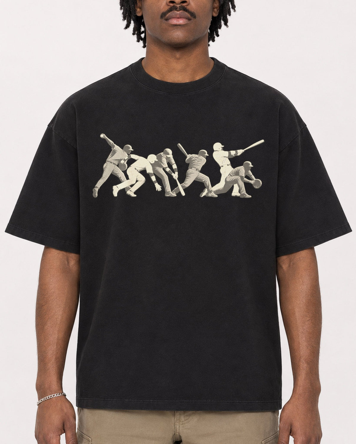 Mockup Boxy Heavyweight Tee Black male close-up 04