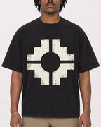 Mockup Boxy Heavyweight Tee Black male close-up 04
