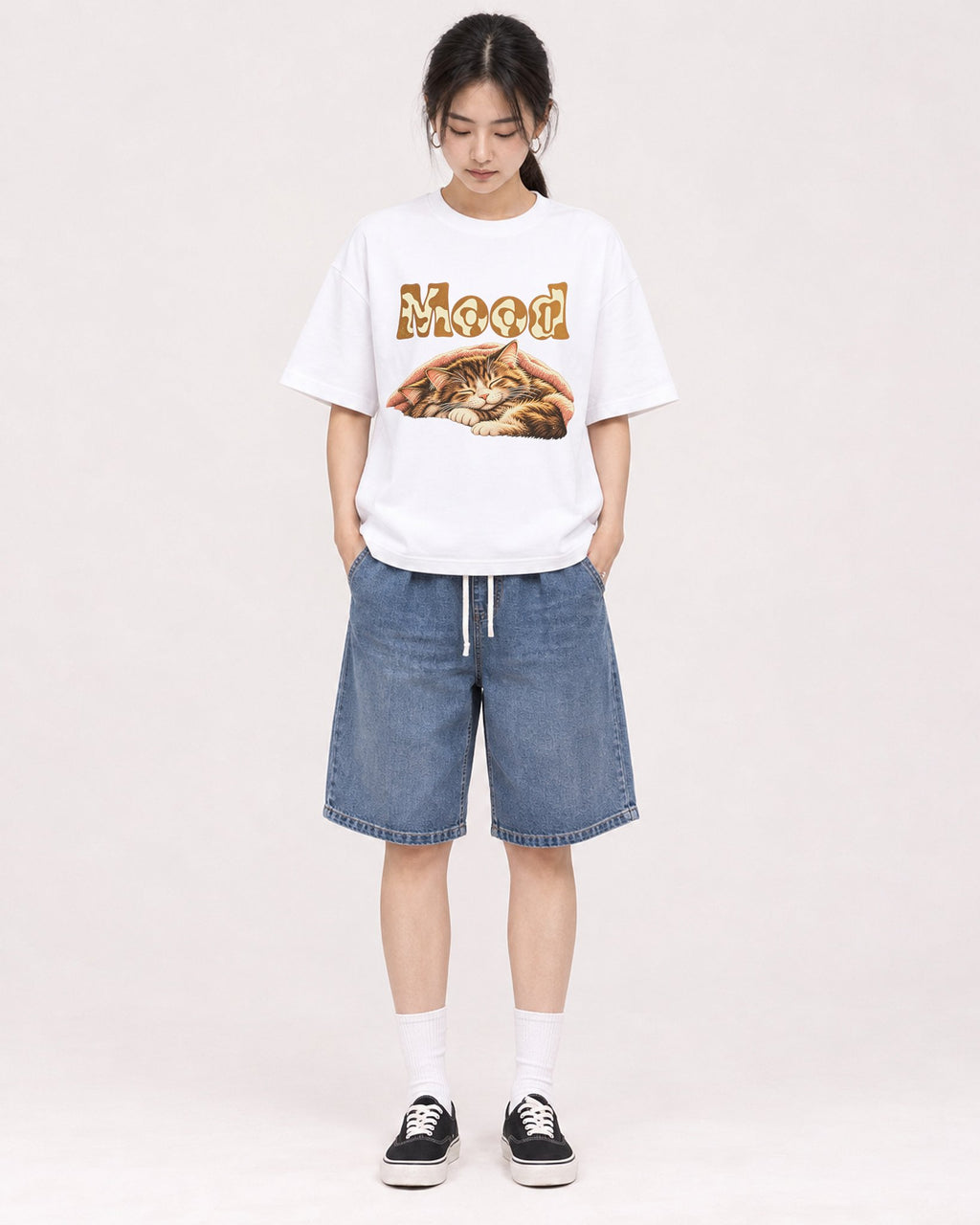 Mockup Boxy Heavyweight Tee White female full-body 21