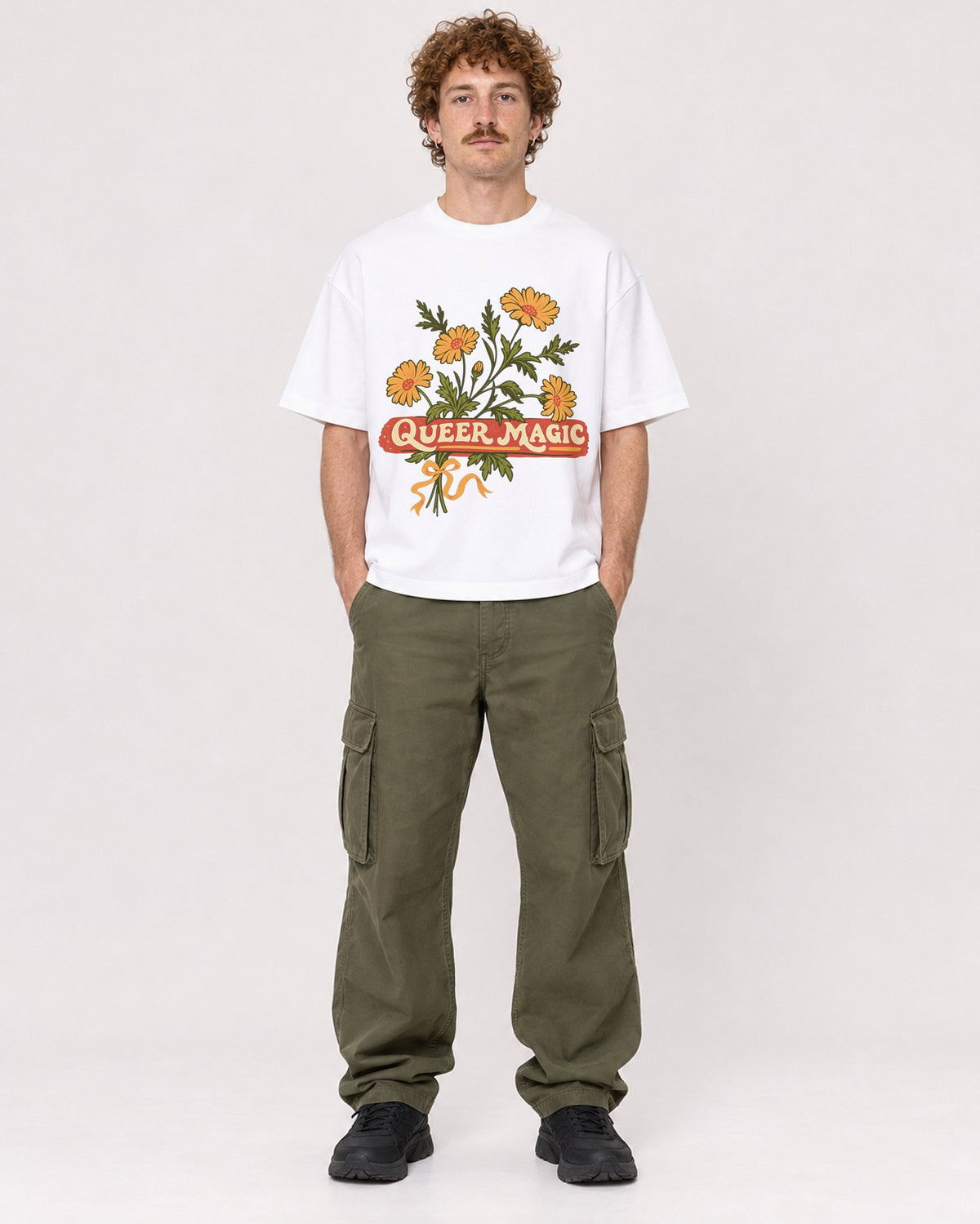 Mockup Boxy Heavyweight Tee White male full-body 09
