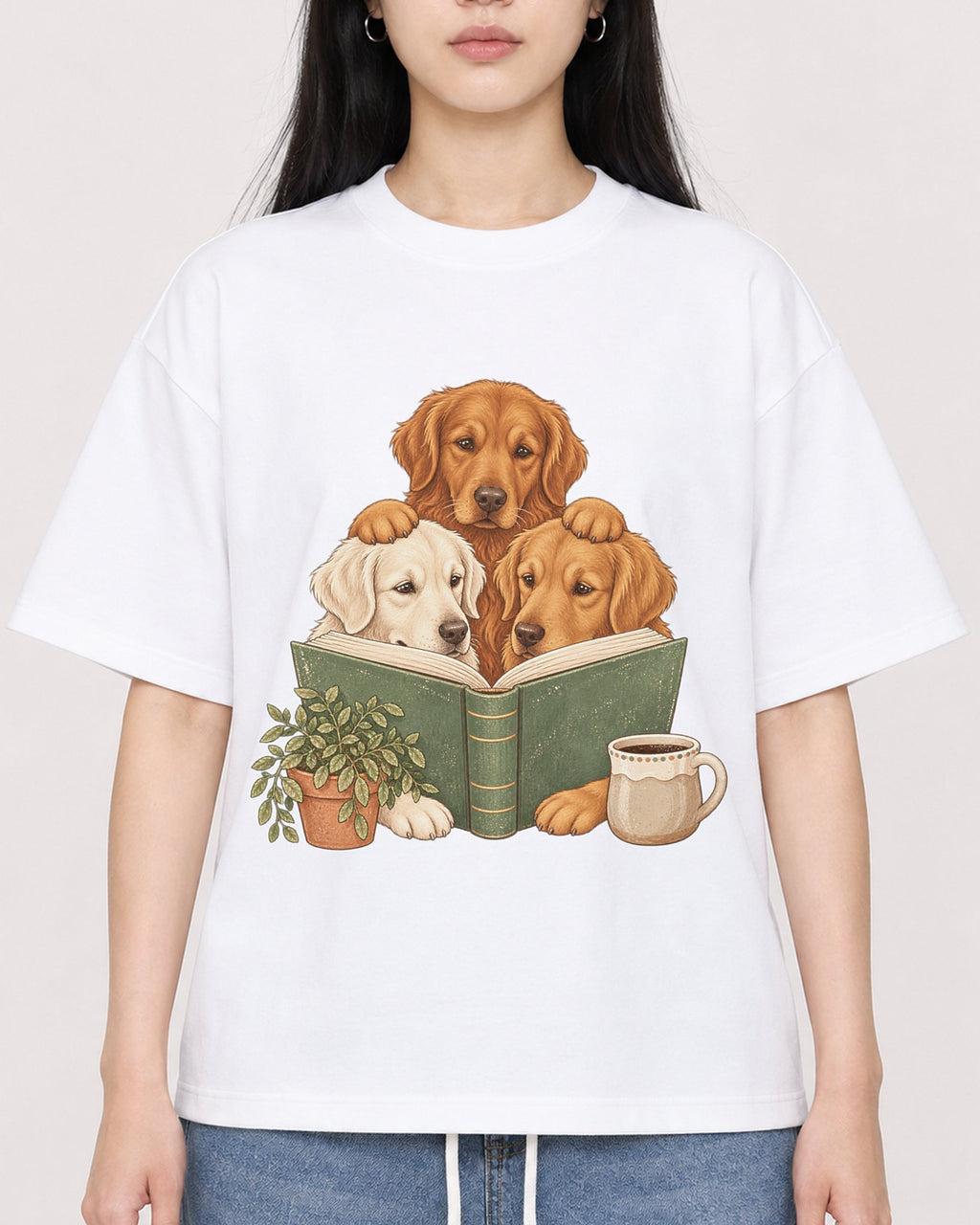 Mockup Boxy Heavyweight Tee White female close-up 01