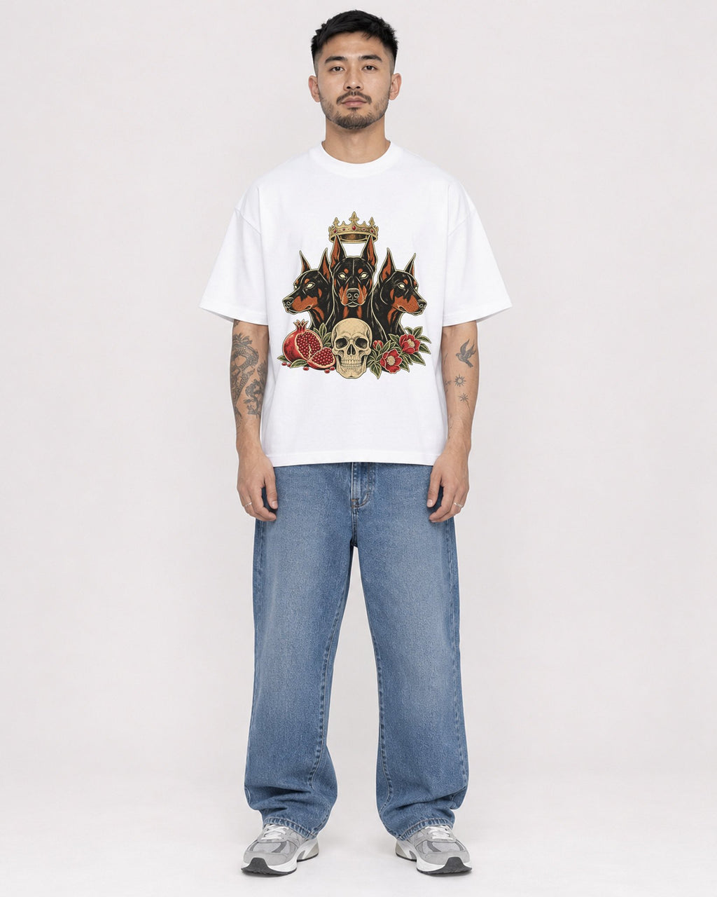 Mockup Boxy Heavyweight Tee White male full-body 12