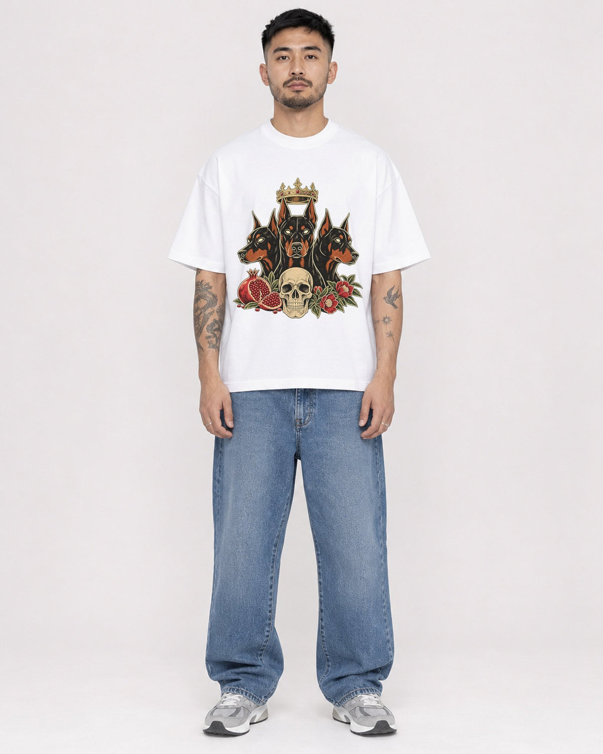 Mockup Boxy Heavyweight Tee White male full-body 12