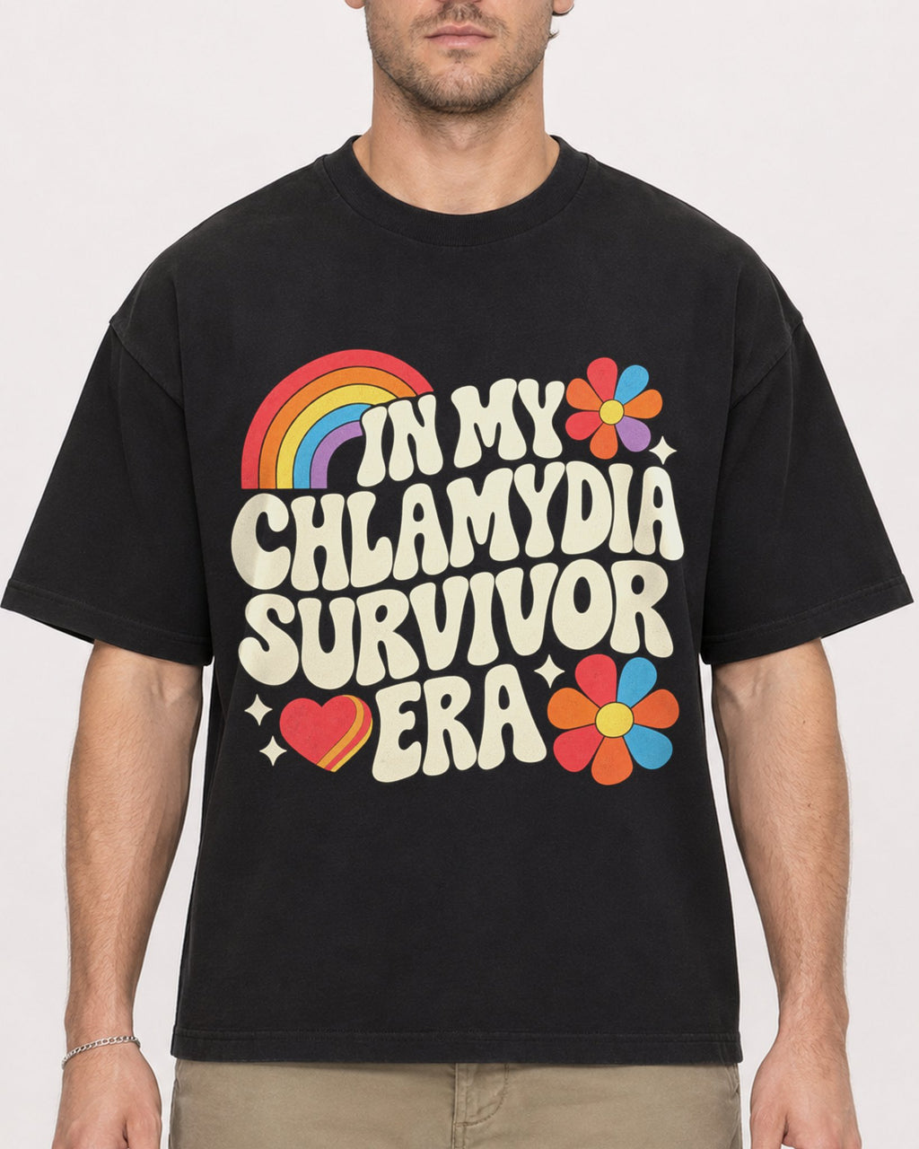 Mockup Boxy Heavyweight Tee Black male close-up 08