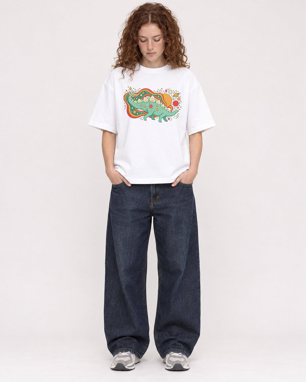Mockup Boxy Heavyweight Tee White female full-body 09