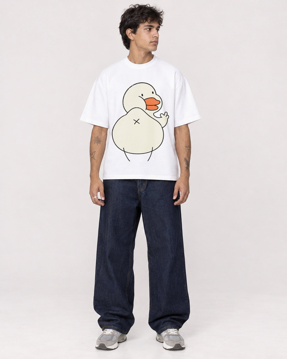 Mockup Boxy Heavyweight Tee White male full-body 06