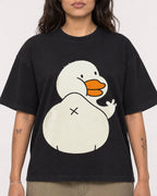 Mockup Boxy Heavyweight Tee Black female close-up 06