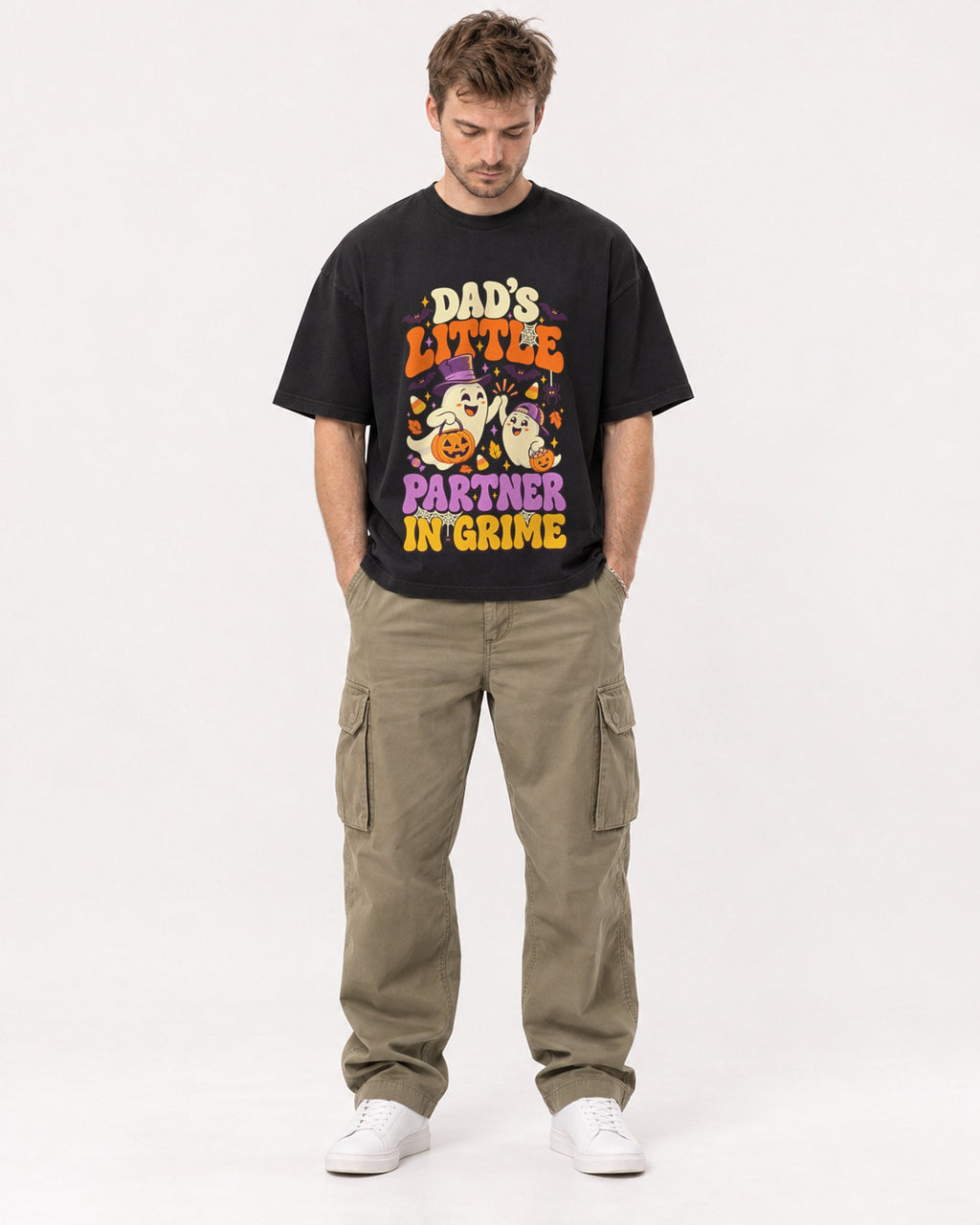 Mockup Boxy Heavyweight Tee Black male full-body 08