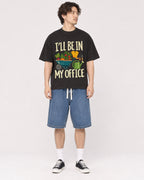 Mockup Boxy Heavyweight Tee Black male full-body 03