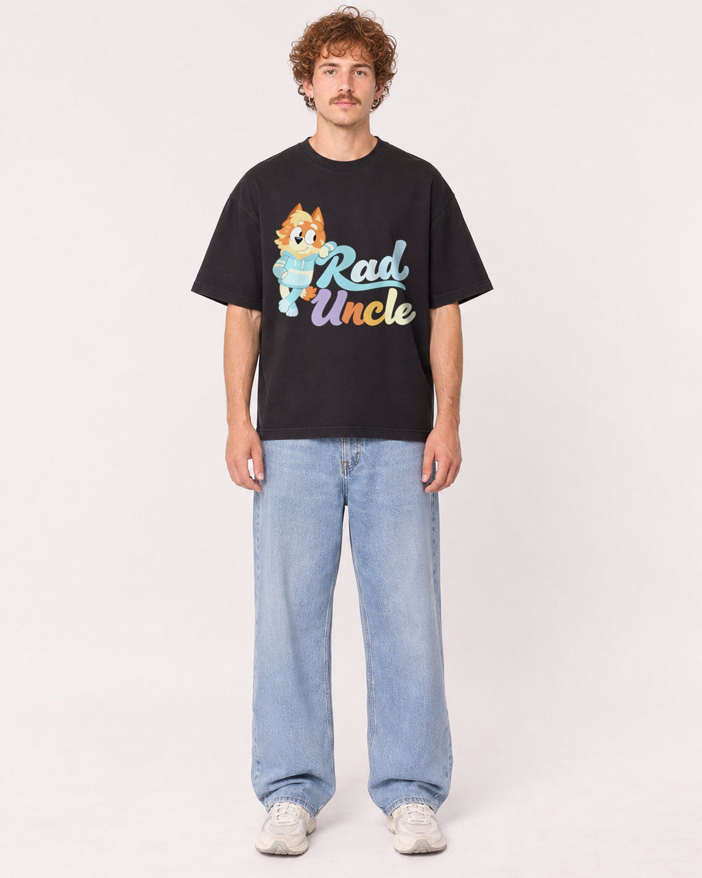 Mockup Boxy Heavyweight Tee Black male full-body 09