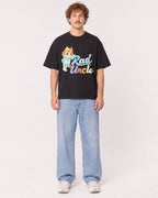 Mockup Boxy Heavyweight Tee Black male full-body 09