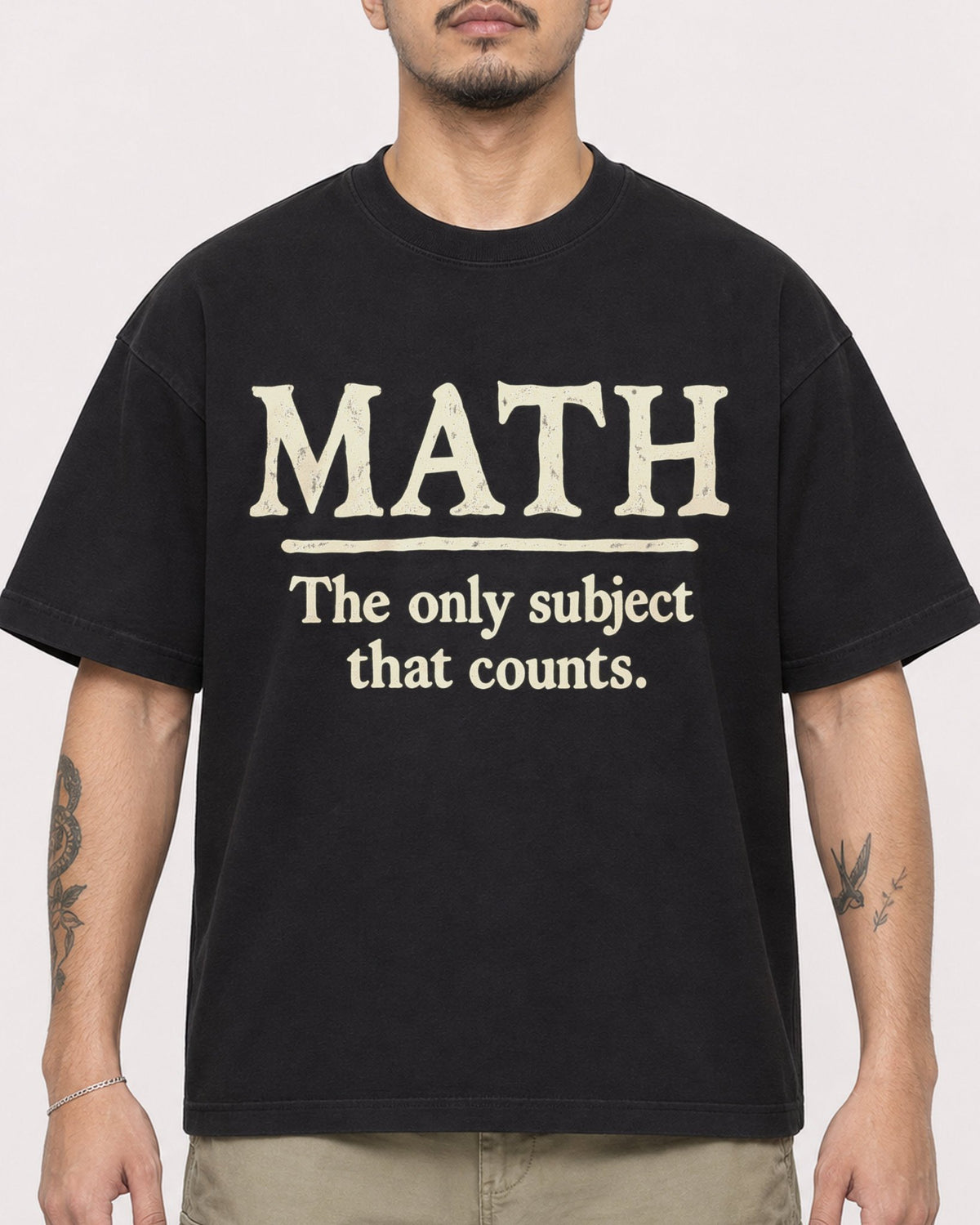 Mockup Boxy Heavyweight Tee Black male close-up 12