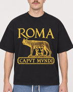 Mockup Boxy Heavyweight Tee Black male close-up 39