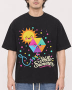 Mockup Boxy Heavyweight Tee Black male close-up 03