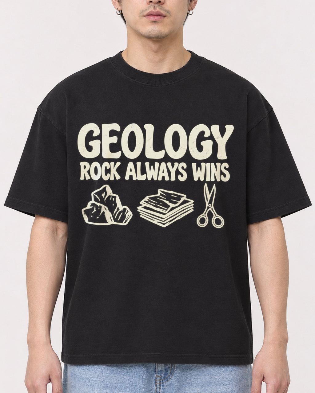Mockup Boxy Heavyweight Tee Black male close-up 13