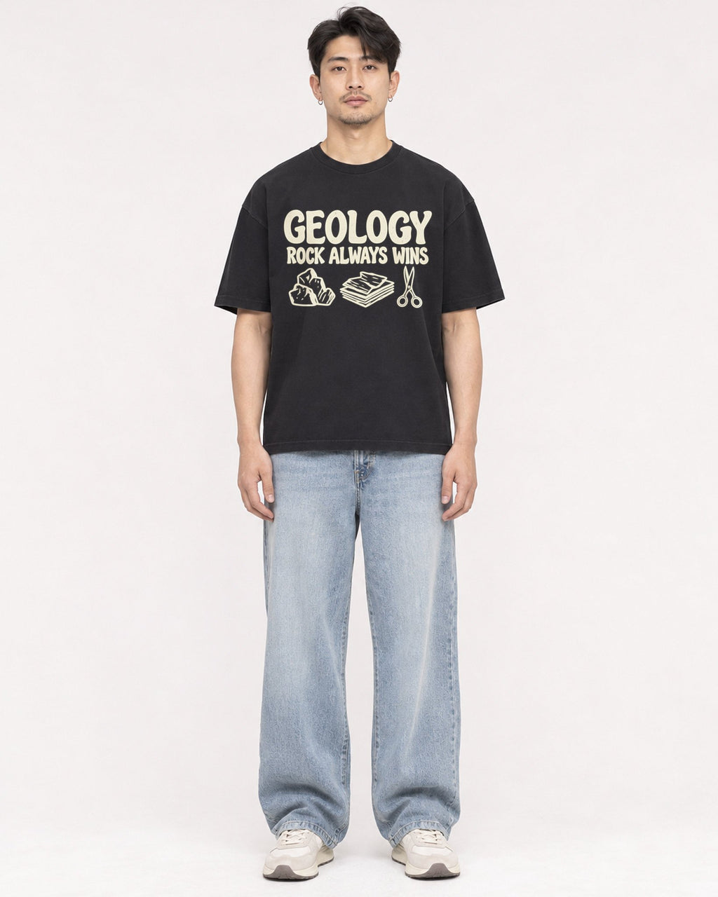 Mockup Boxy Heavyweight Tee Black male full-body 13