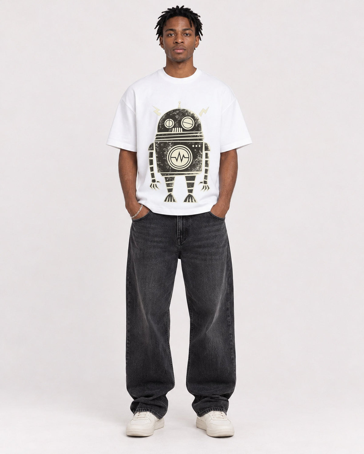 Mockup Boxy Heavyweight Tee White male full-body 05