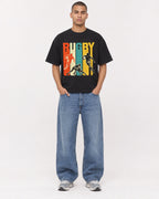 Mockup Boxy Heavyweight Tee Black male full-body 50