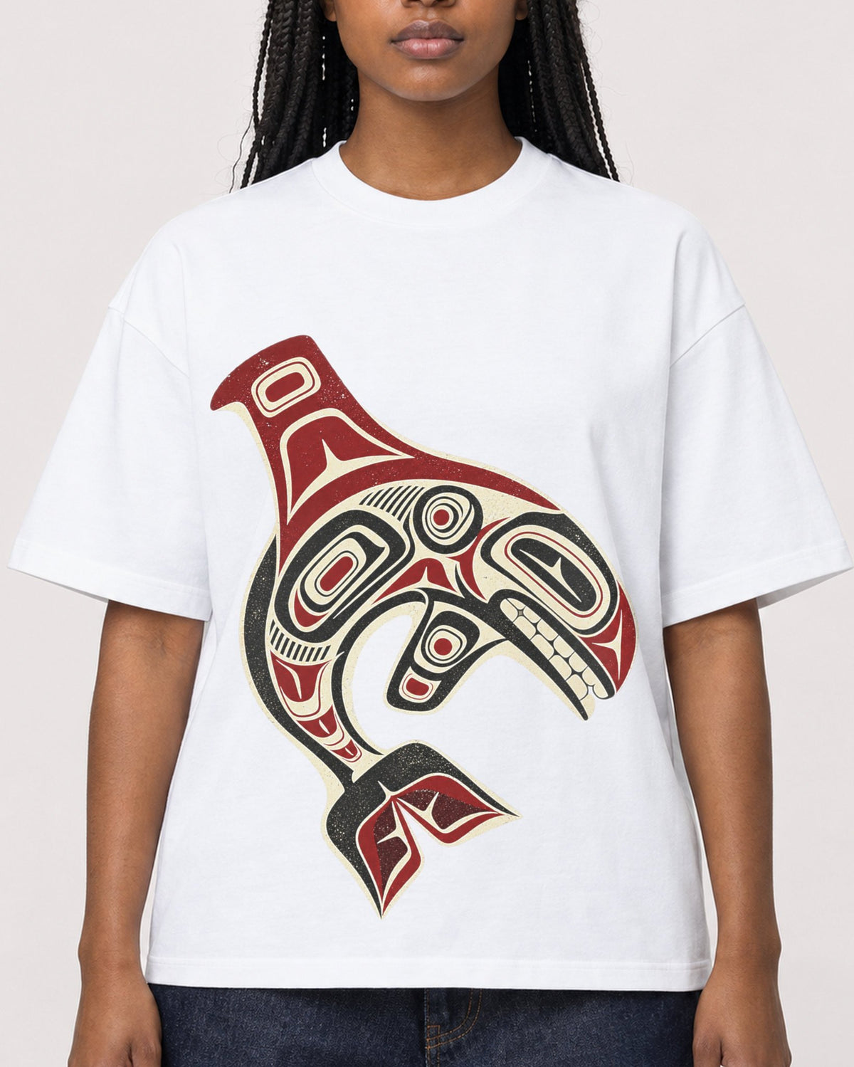 Mockup Boxy Heavyweight Tee White female close-up 04